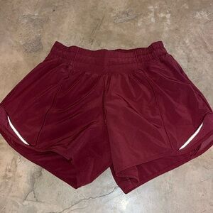 Maroon Lululemon Hotty Hot High-Rise 4” Lined Short